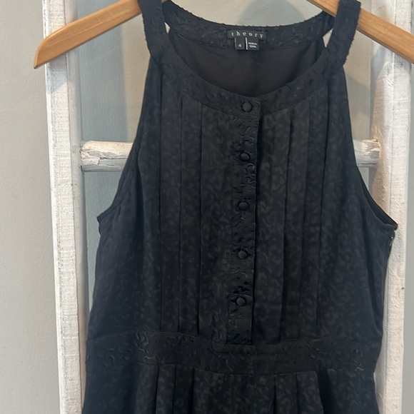 Theory black silk halter neck patterned side zip slip dress size 4 - Picture 3 of 10